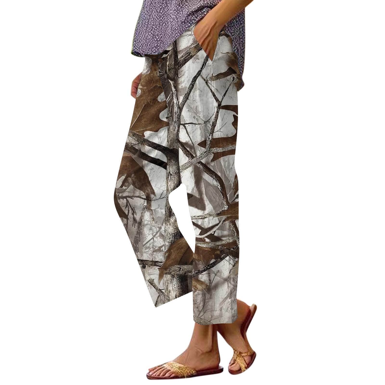 

Women s fashion printed pocket elastic waist casual pants XL світло-сірий колір