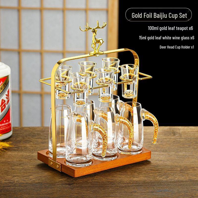 

Chinese Style Gold Foil Crystal Liquor Glass Set