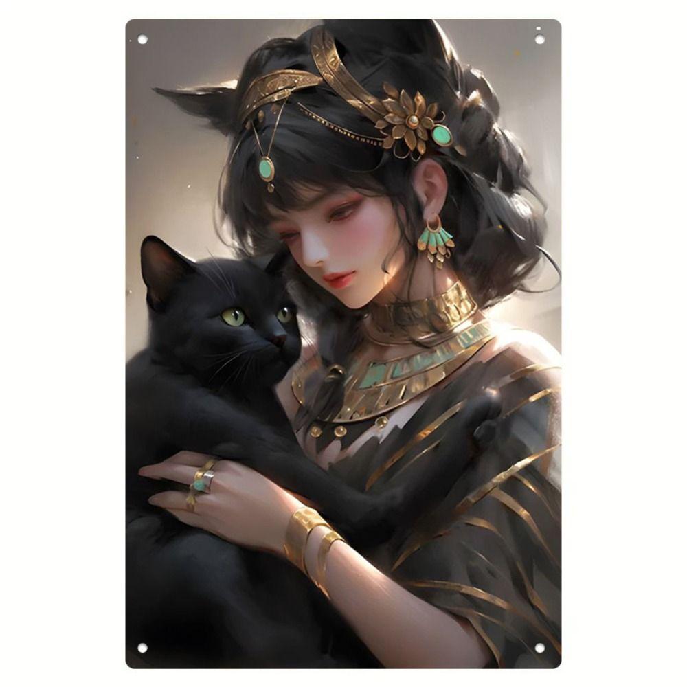 Vintage Metal Sign Elegant Chinese Lady Retro Wall Decor Home Art 20x30 Cm