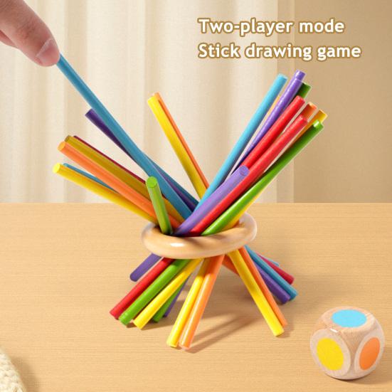 1 Set Wooden Stick Tower Dice Game Fine Motor Focus Training Colorful Stick Counting Math Educational Board Game Toddlers Boys Girls Gift