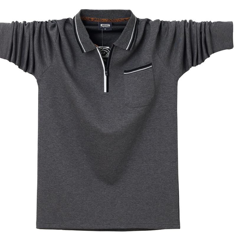 Nuova Maglietta Polo da Uomo Larga Plus con Cerniera Business Traspirante Casual a Maniche Lunghe con Rever Leggera Morbida Antirughe Traspirante Cotone