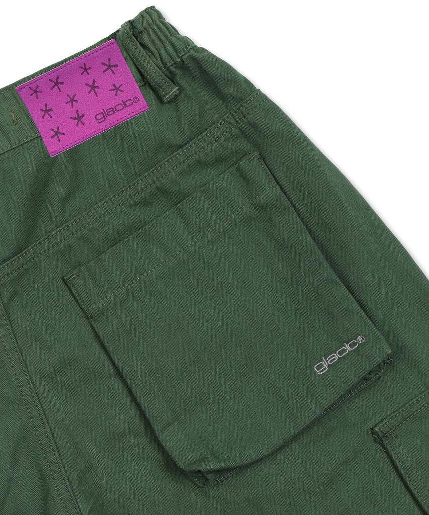 GLACK Gp172 Loose Cargo Herringbone Cotton Pants (Olive)