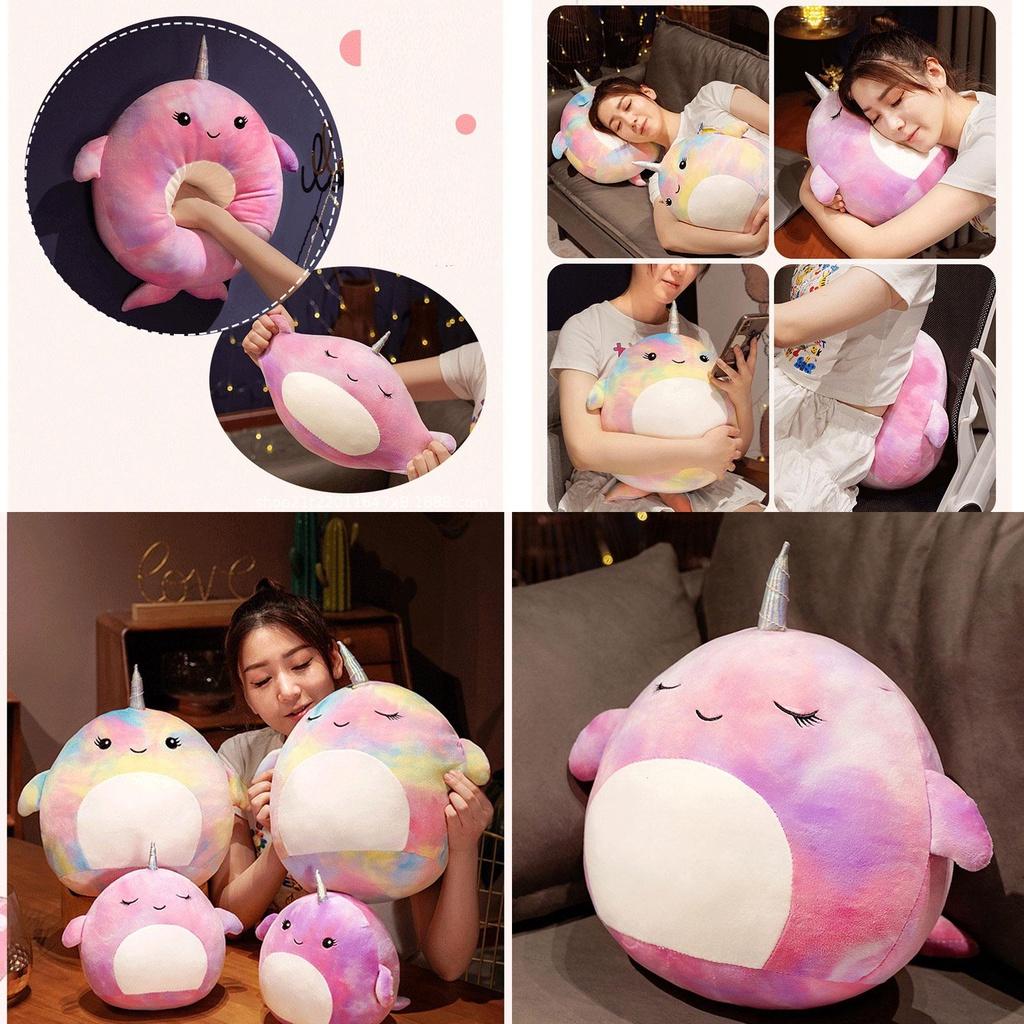 Squishmallow Cartoon Whale Pillow Plush Toy Collectible With Elastic Crystal Velvet In Purple/lavender Small/large Size Pp Cotton Stuffed