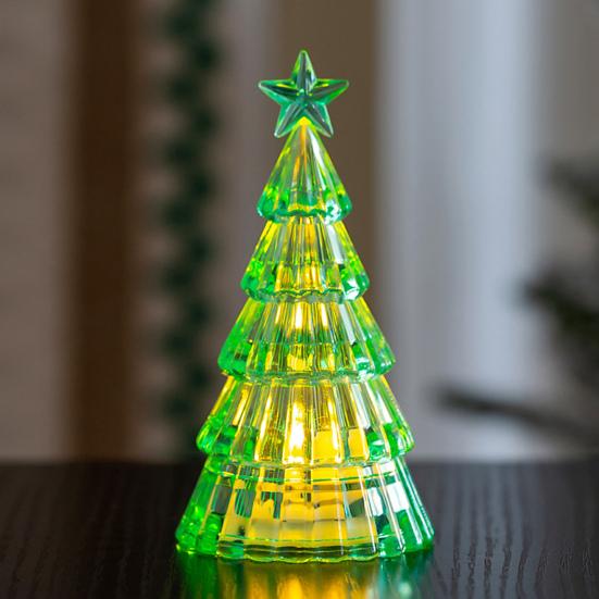 Christmas Tree Night Light Decoration Mini Xmas Tree Decorative Lamp Battery Powered 3D Tree LED Table Light Home Office Holiday Party Ornament