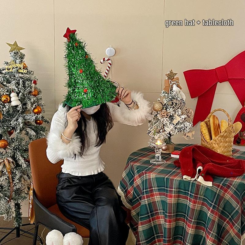 Korean Christmas Tree Hat for Adults & Kids - Festive Theme Party Costume & Photo Prop.