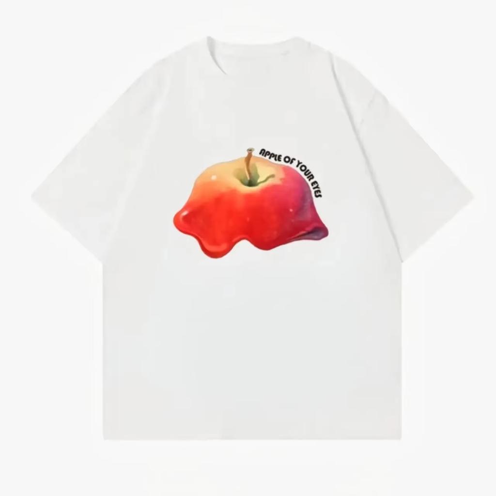 2026 New Melted Apple Pattern Printed Tshirt Sleeve Round Neck Casual Summer Clothing Sleeve Ro