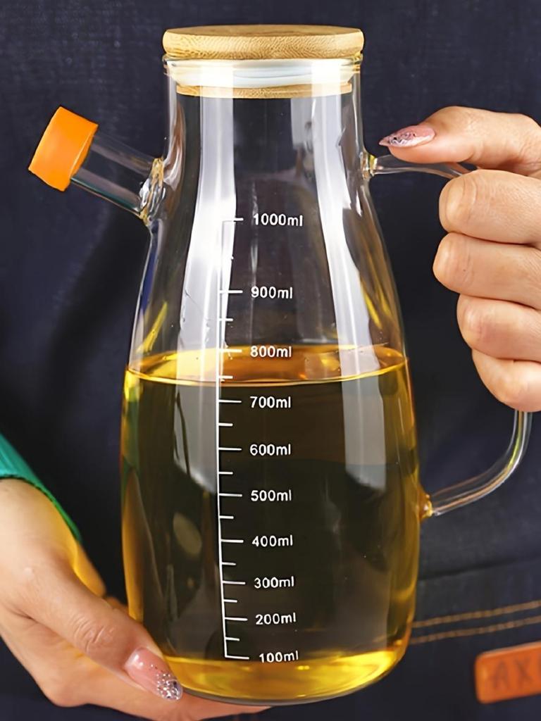 1pc Glass Olive Oil Bottle, Leak-Proof Kitchen Outdoor BBQ Picnic Condiment Container, Essential Kitchen Utensil