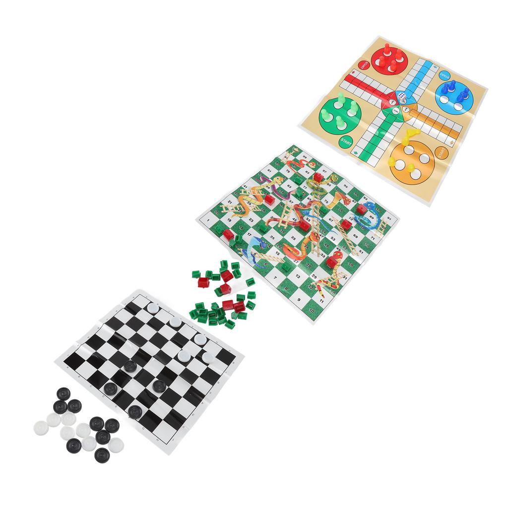 4 in 1 Board Games Set 4 in 1 Board Games Set Clear Pattern Foldable Portable International Checkers Flying Chess for Kids