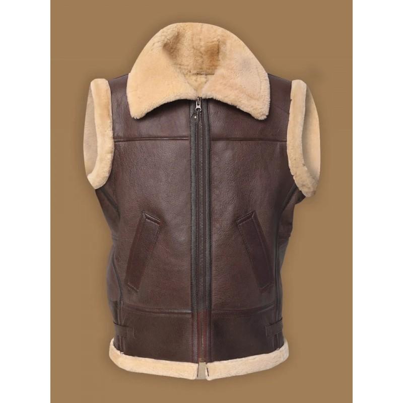 Mens Winter Fleece-Lined PU Leather Vest