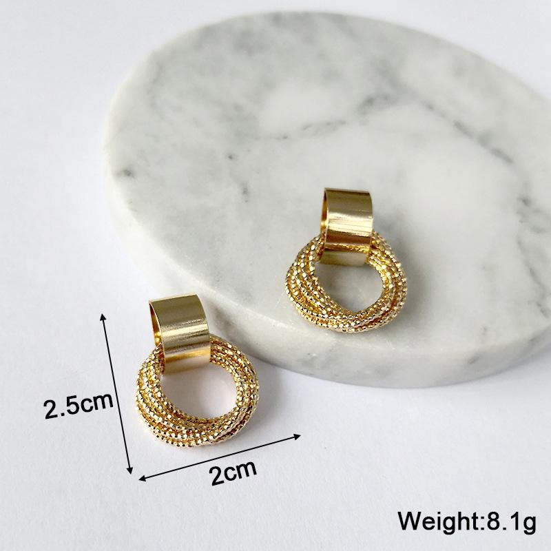 Boucles d'oreilles pendantes torsadées en métal pour femmes, couleur or, alliage enveloppé, déclaration géométrique irrégulière, oreille féminine, zircon, pendientes mujer