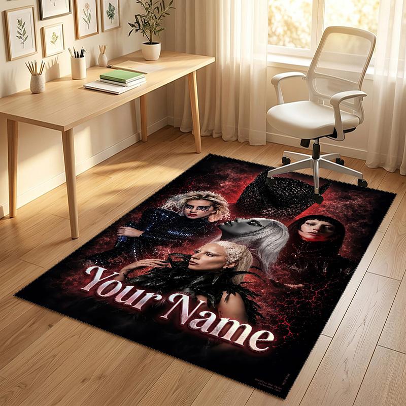 Personalized Crystal Velvet Carpet,Lady Gaga Custom Printed Name, Plush Area Rug For Home Indoor Decor