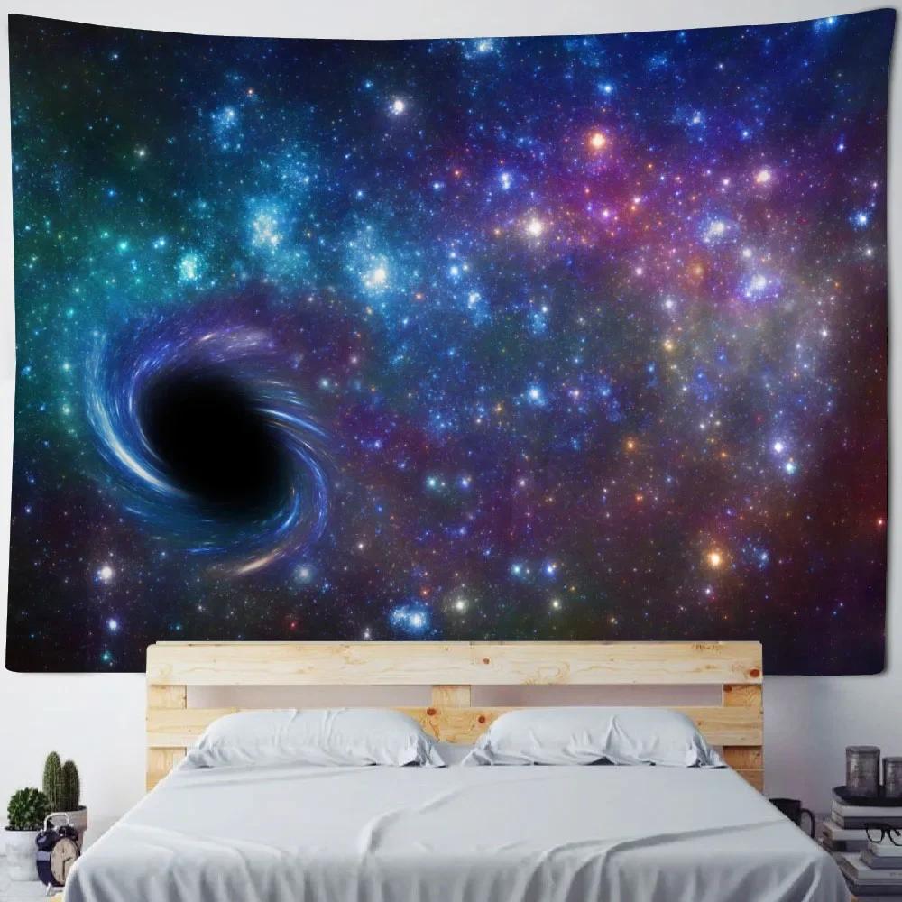 Starry Sky Universe Wall Hanging Tapestry Polyester Fabric Yoga Bed Sheet Beach Mat Living Room Bedroom Home Decoration