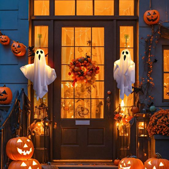Yousheng Halloween Light Up Hanging Ghost Decoration Spooky LED Ghost Light for Indoor Front Porch Yard Bedroom Decor