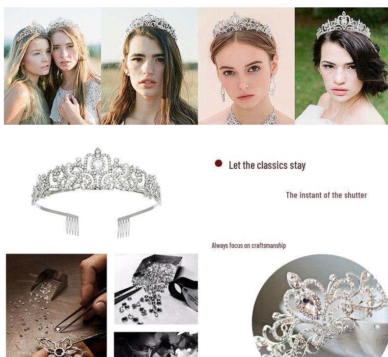 European & American Fashion Crystal Crown Bridal Headdress for Birthdays & Bachelorette Parties