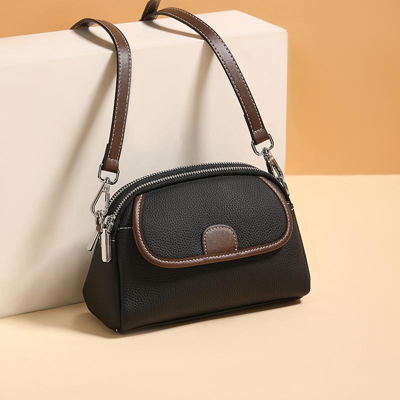 Leather Mobile Phone Bag First Layer Cowhide New Fashionable Versatile Large Capacity High Sense Messenger Women's Small Square Bag
