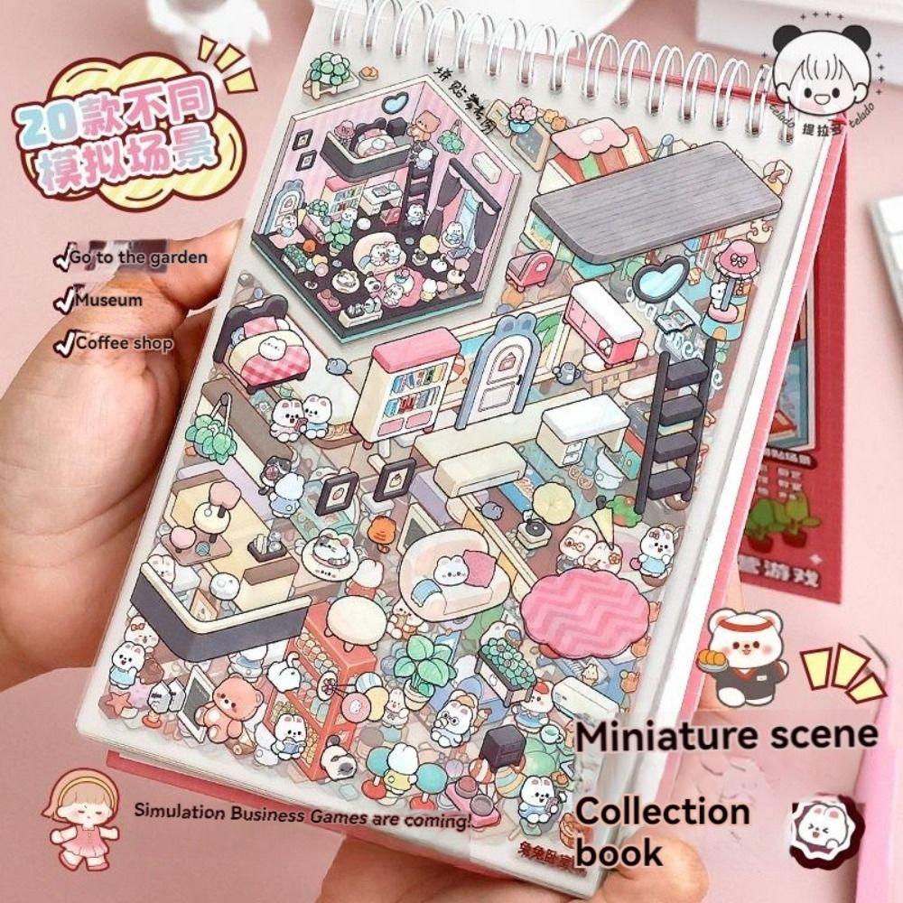 20in1 Landscape Sticker Book DIY Miniature Scene Scrapbook Kit 3D Stickers Scene Set  Girl