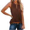 VEZFAA Women's Fashion Casual Summer Spring Solid Color Print Sleeveless V-Neck Blouses & Shirts