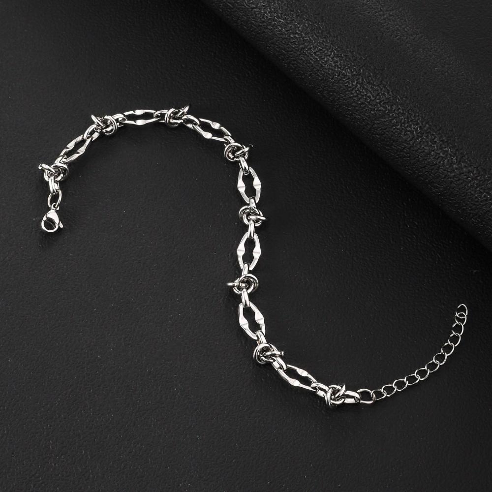 Wasserdichtes Armband aus Edelstahl für Damen Herren Unregelmäßige Kettenglieder mit Knoten Verstellbare Verlängerungskette Trendiger Schmuck