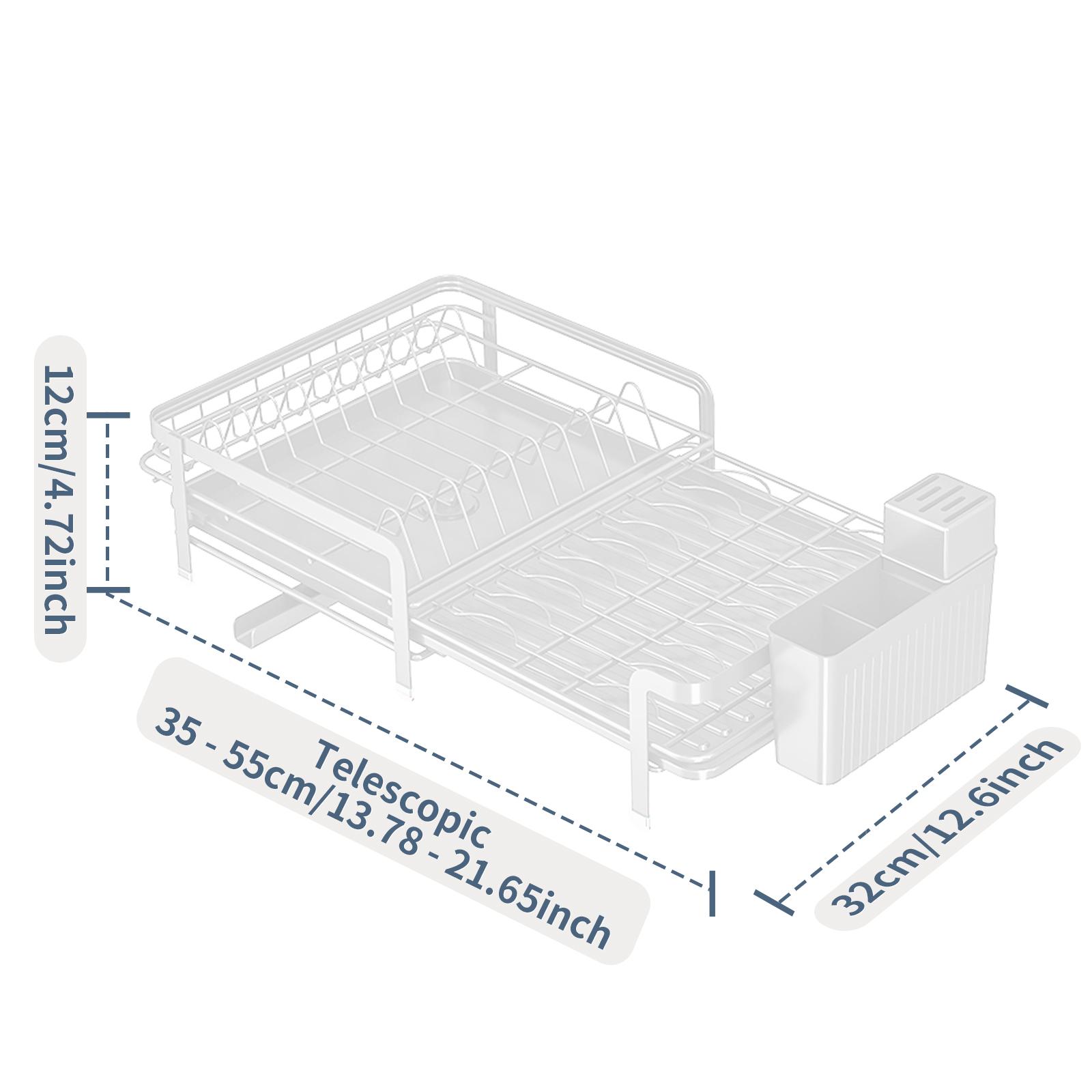 

Телескопическая сушилка для посуды с плоским проволочным краем (с подстаканником) белый
