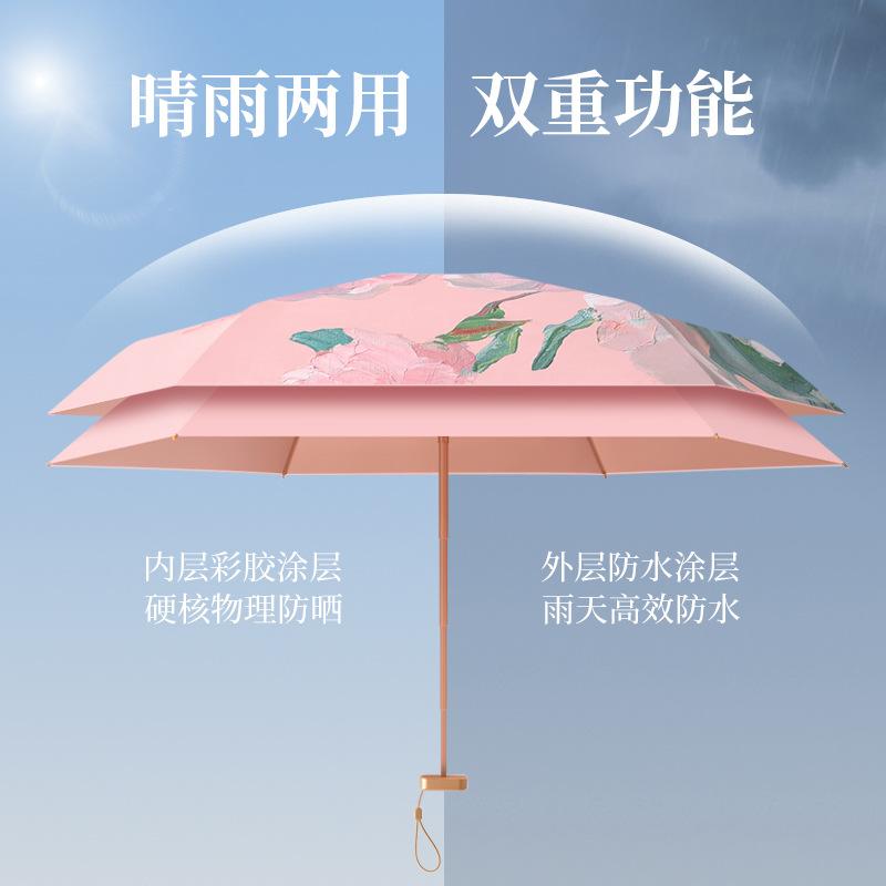 New 50% off pocket umbrella color glue fabric titanium gold skeleton sun protection parasol small fresh mini umbrella