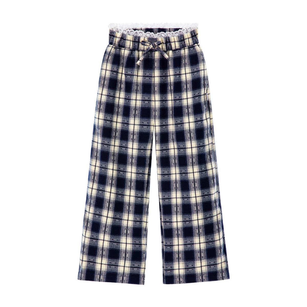 

Кружевные брюки с высокой талией и широкими штанинами в клетку для девочек Минни - Мода Осень 2025 150 cm