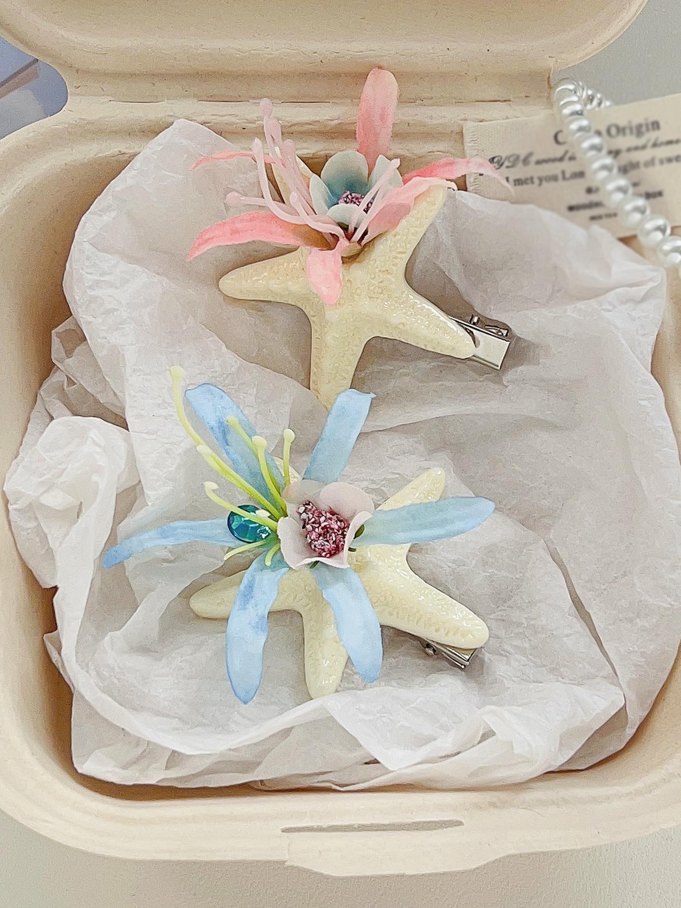 

2Pcs Vintage Starfish Flower Hair Clip,Beach Sea Star Mermaid Hair Pins Hair Headwear Styling Tools Accessories for Women Girl