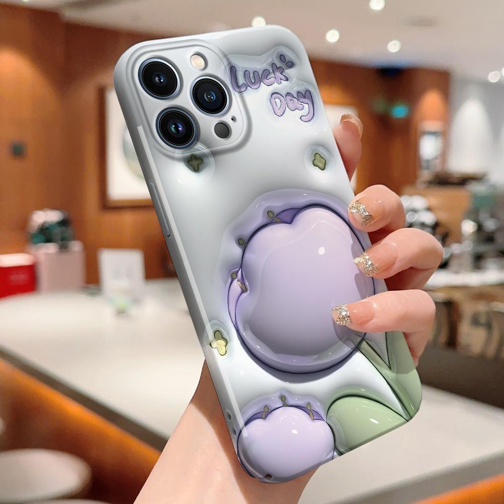 For iPhone 16 15 14 Samsung S23 A23 A52 A33 A73 A53 Huawei Xiaomi Redmi OPPO Vivo Stereoscopic Style Tulips Design Full Camera Protect Hard Phone Case