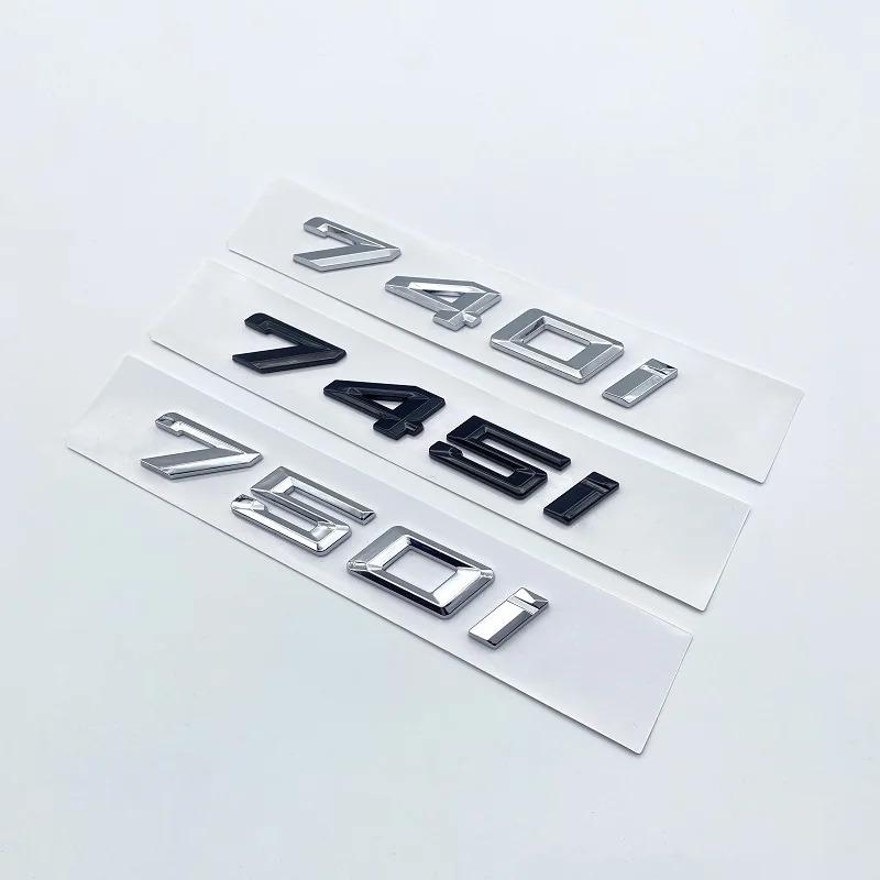 New Font Numbers Letters 730i 740i 745i 750i 760i Top ABS Emblem for BMW 7 Series Car Trunk Nameplate Logo Sticker Black Chrome
