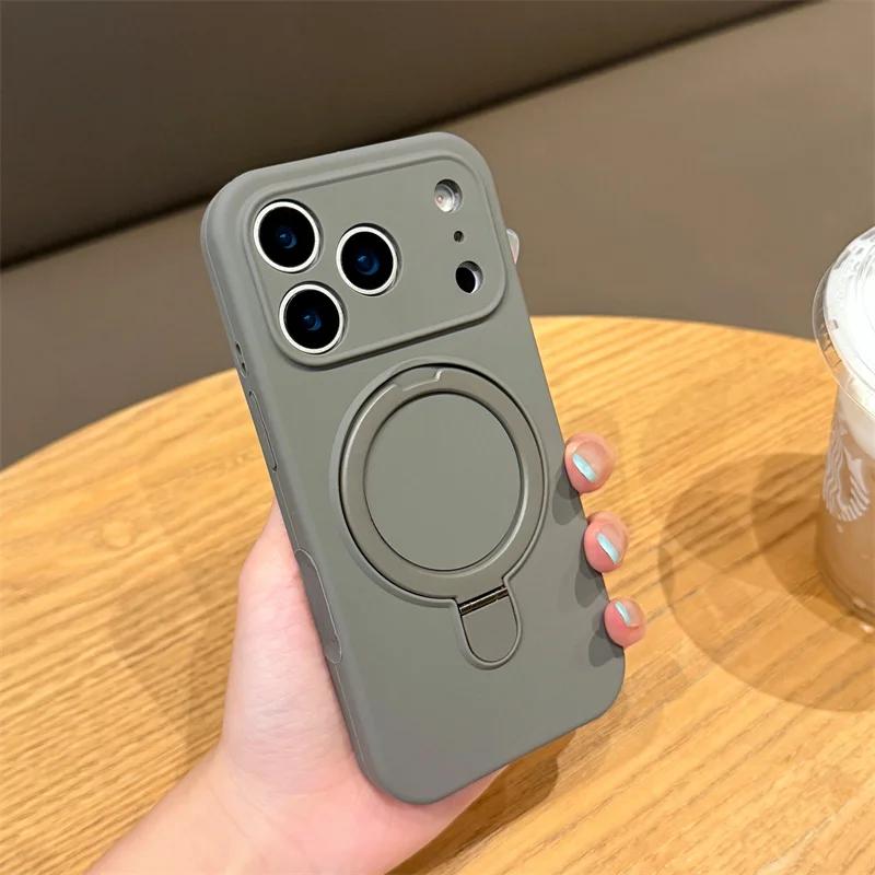 Luxury Liquid Soft Silicone Ring Stand Holder Magnetic For Magsafe Cases For iPhone 17 16 15 14 Plus 13 12 Pro Max 11 Air Cover