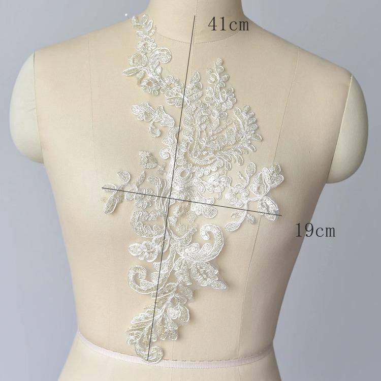 Gold Thread Sequin Embroidered Lace Flower Lace, Handmade Diy Applique Wedding Dress Decoration Accessories