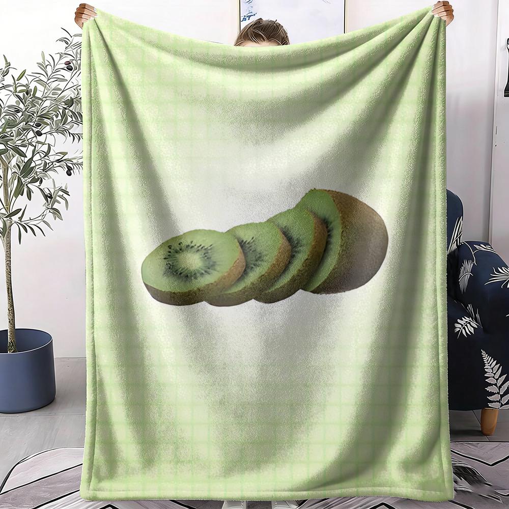 Kiwi Fruit Pattern Throw Soft Flannel AC Blanket Lightweight Summer Nap Throw Cozy  Blanket for Sofa Bed Travel Home