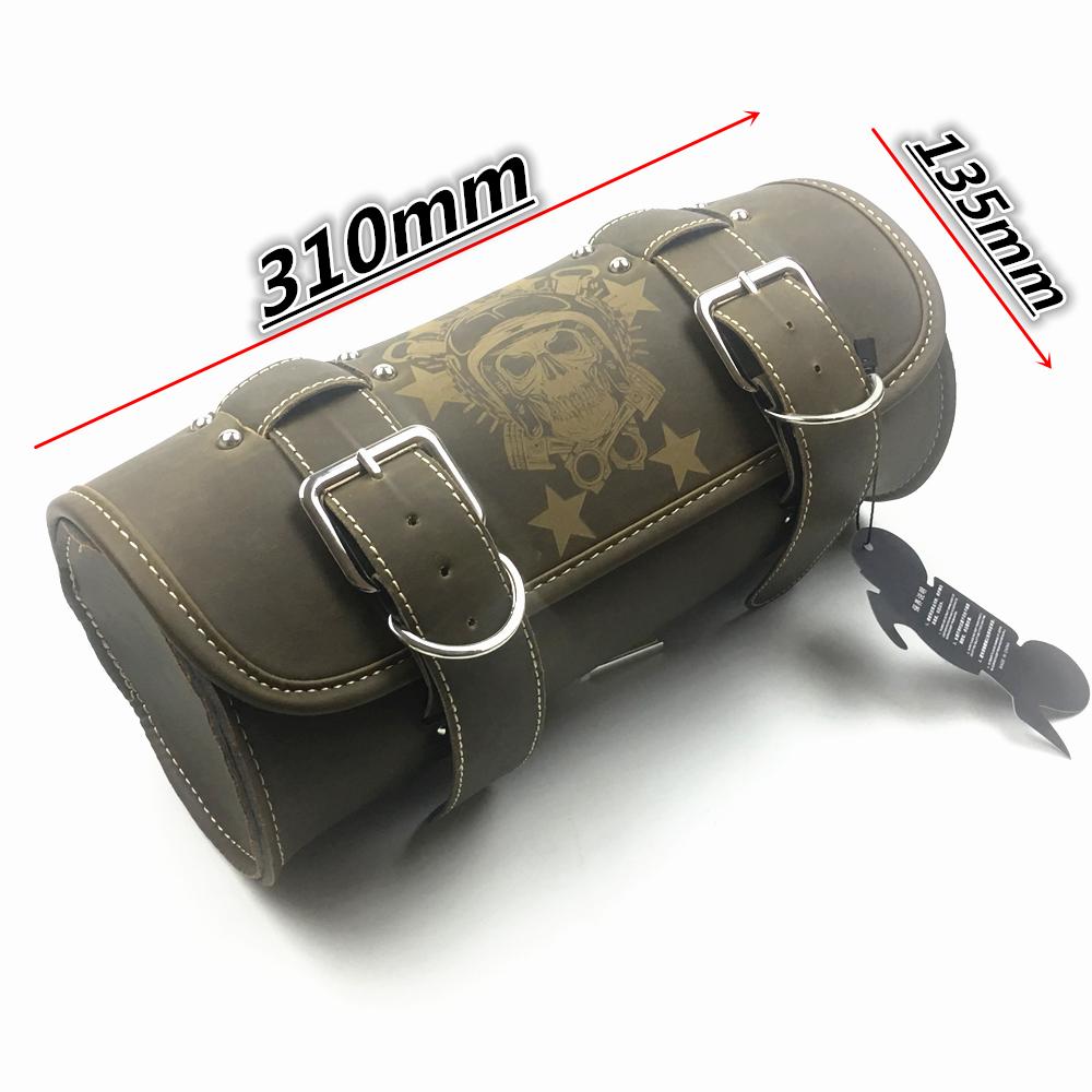 Universal Vintage Black brown Motorcycle Tool Bag Front Fork Handlebar Saddlebag Roll Barrel Racing Tail Barrel