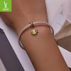 Silver Ziyun Golden Sunburst DIY Bracelet Pendant - Starburst S925 Silver Beaded Jewelry (SCC2210)