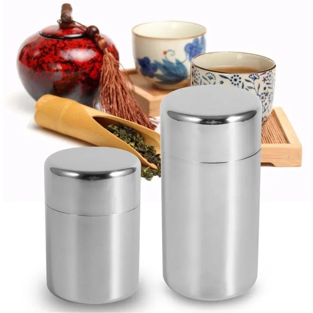 Odor Proof Double Deckel Tea Tins Airtight Double Lids Tea Caddies Container  Spice Storage