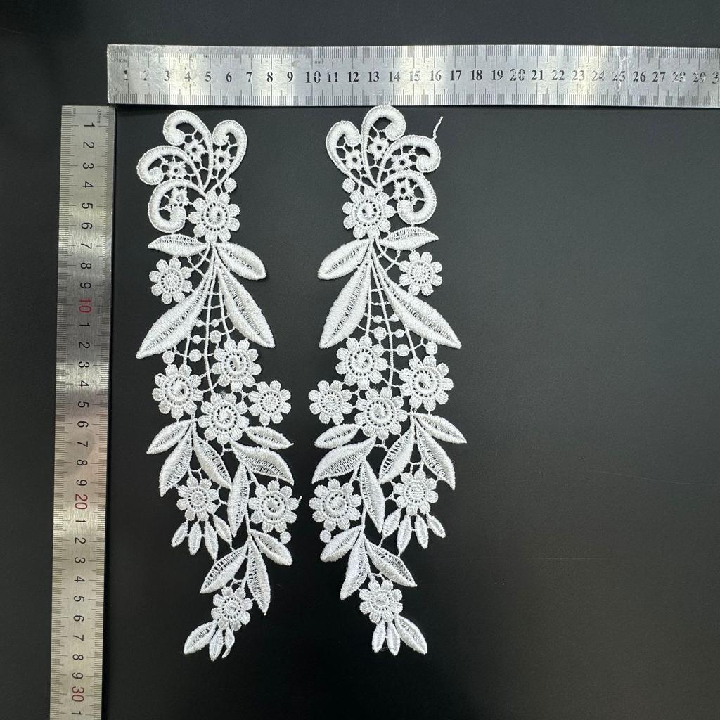 Lace Embroidery Pair Of Flowers, Polyester Light Embroidery Symmetrical Flower Pieces, Water-Soluble Lace, Hollow Lace Accessories Cloth Sticker