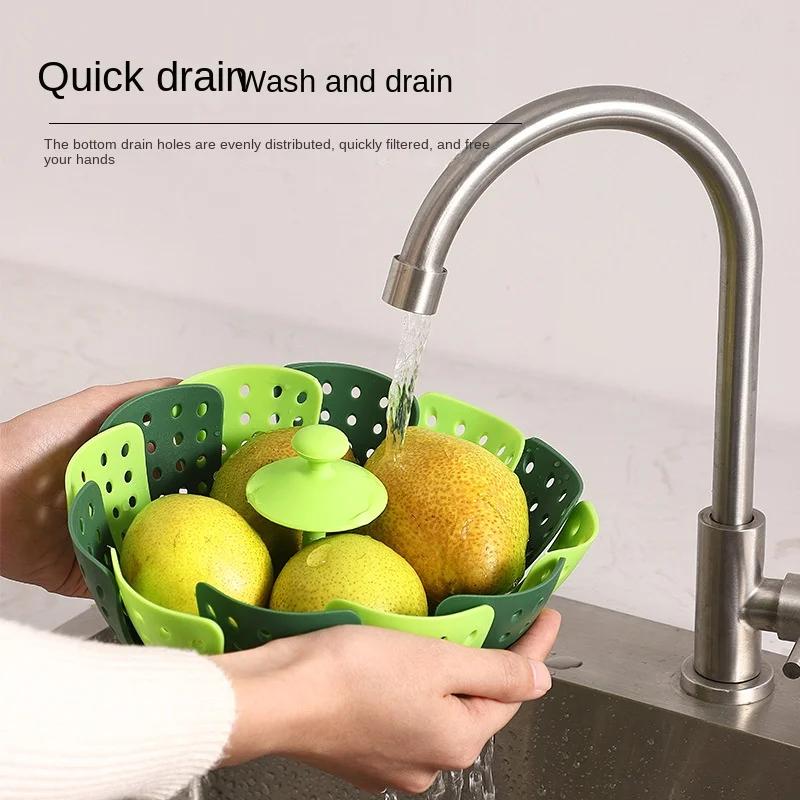 Household Food Grade Lazy Steamer Foldable Plastic Lotus Steamer Vegetable Steamer Basket Multi Color Available