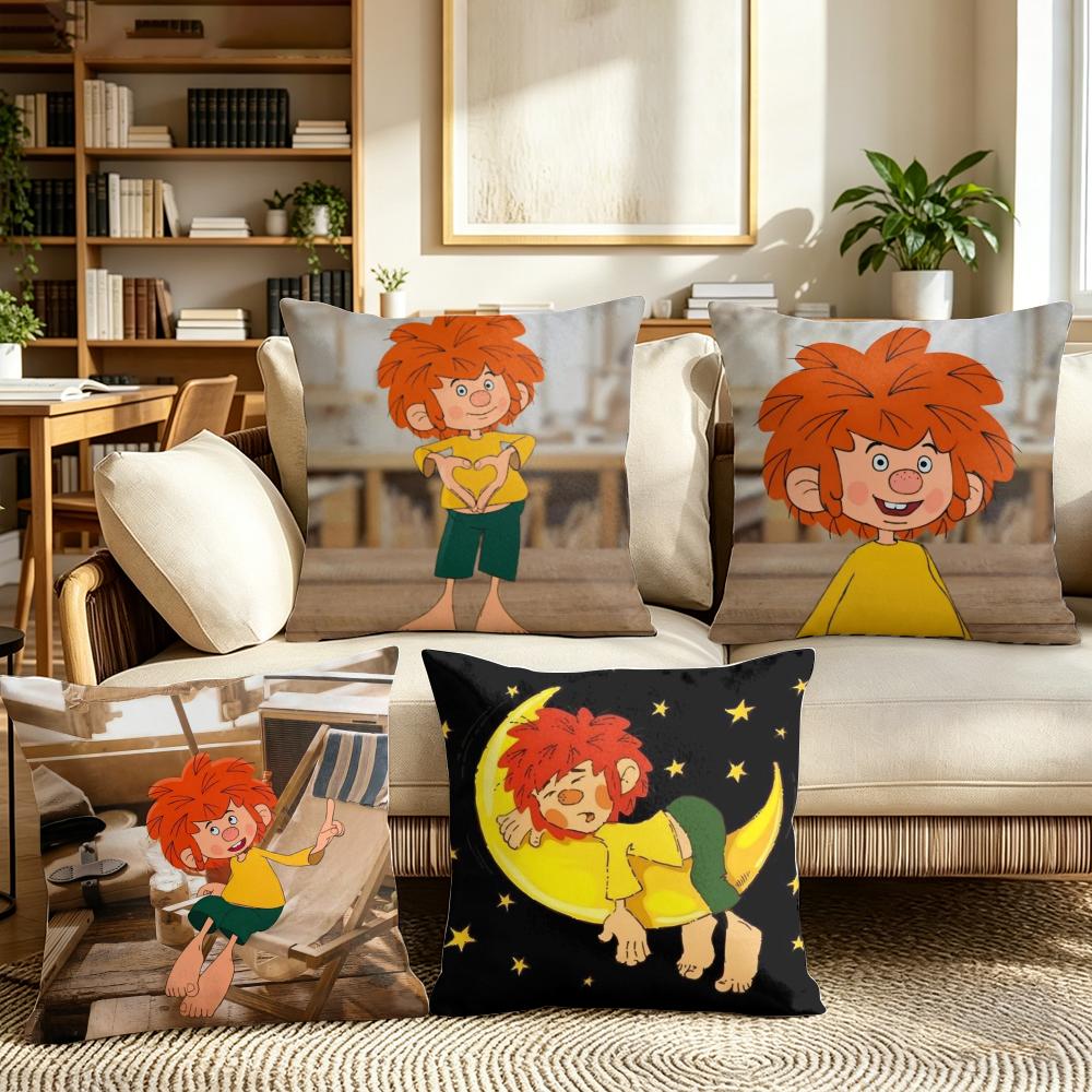 MMeister EEder und Sein PPumuckl Cushion Cover Natural Linen Organic Fabric DoubleSided Printing Sofa Home Decor Bed Pillow