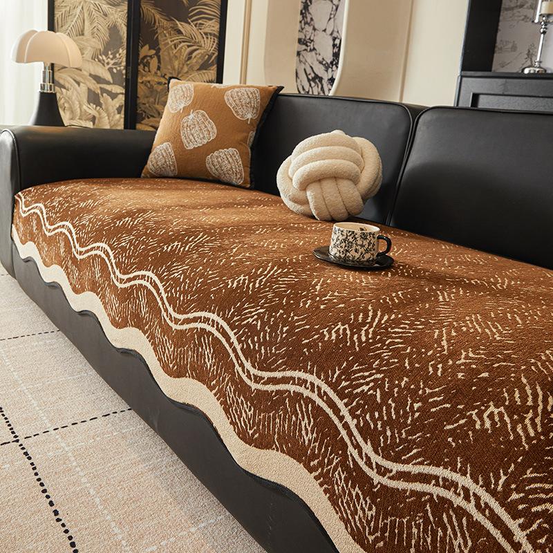 

Special-Shaped Sofa Cushion Universal In All Seasons Irregular Straight Leather Sofa Seat Cushion One Piece Sofa Cover Non-Slip 90*70cm