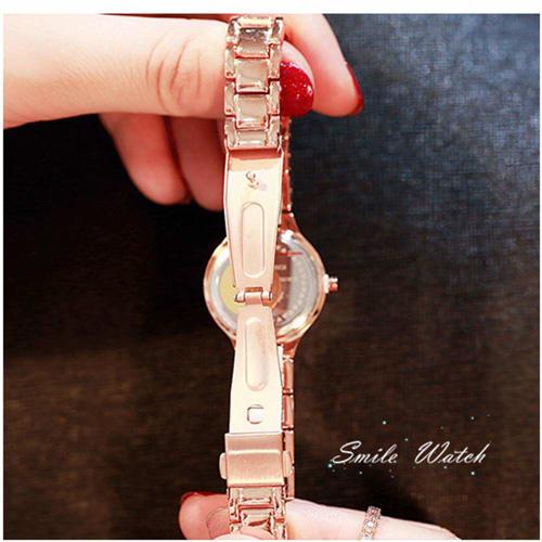 KIMIO K6121 Women's Simple Watch with White Ceramic and Rose Gold Band and Diamond Dial