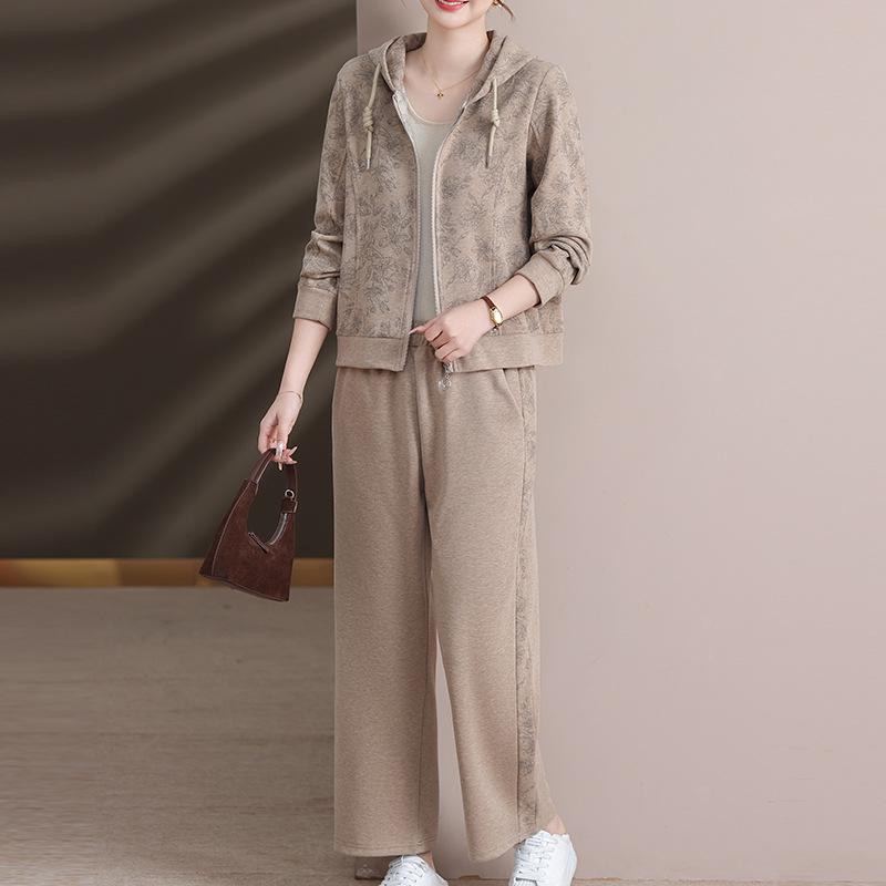 Mom's 2026 Stylish Hooded Jacket for Middle-Aged & Elderly Women - Casual Spring/Autumn Sportswear
