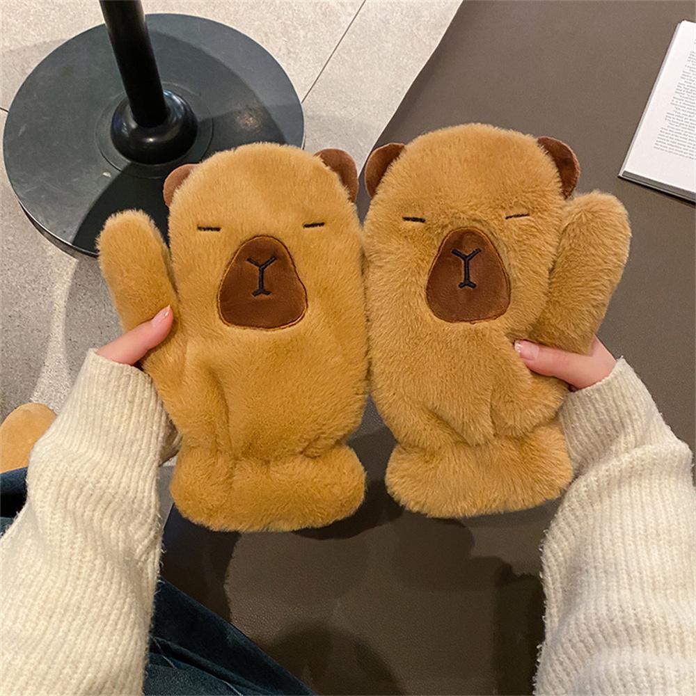 

Женские и женские плюшевые перчатки Capybara, модные велотренажеры, шарфы, ветрозащитные варежки, аксессуары для вождения и бега