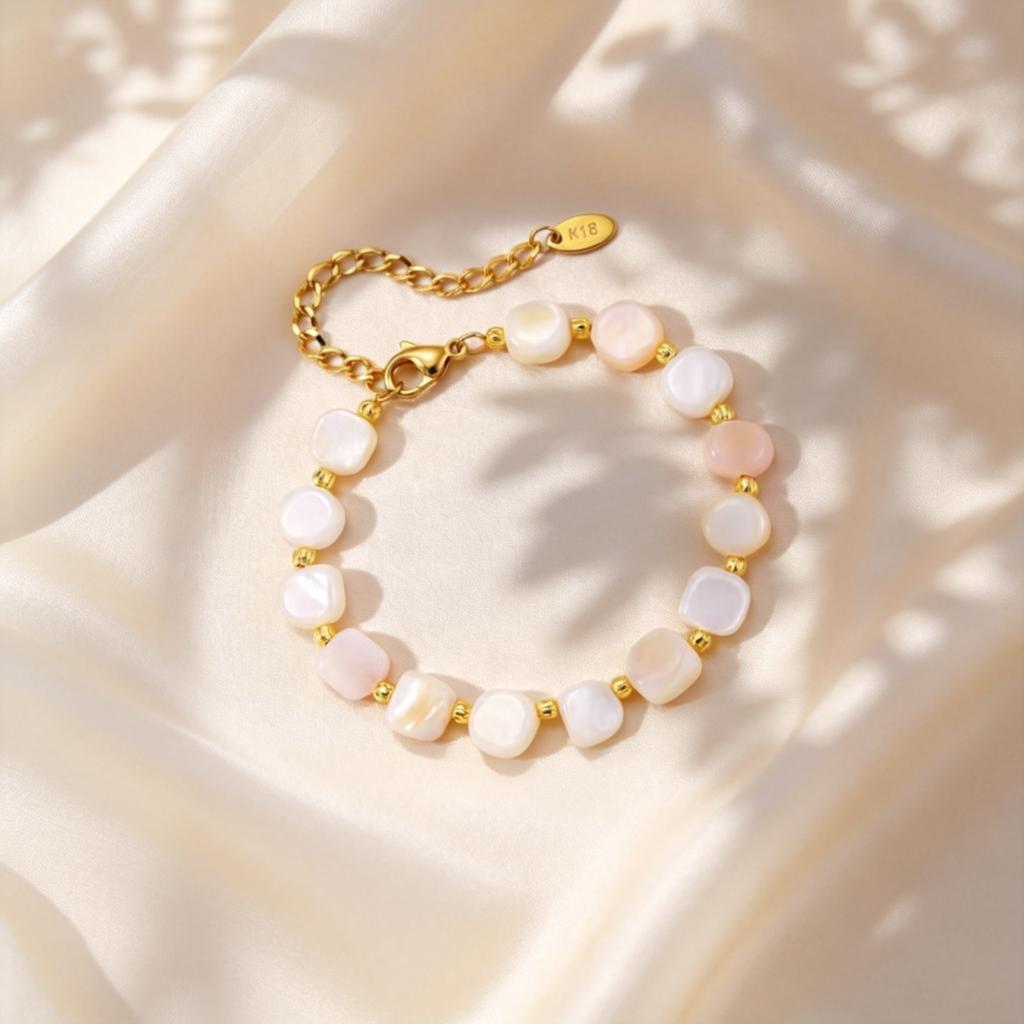 Elegant Irregular Natural Shell Bead Bracelets for Women Stainless Steel Handmade Adjustable Bracelet High Quality Fine Jewelry