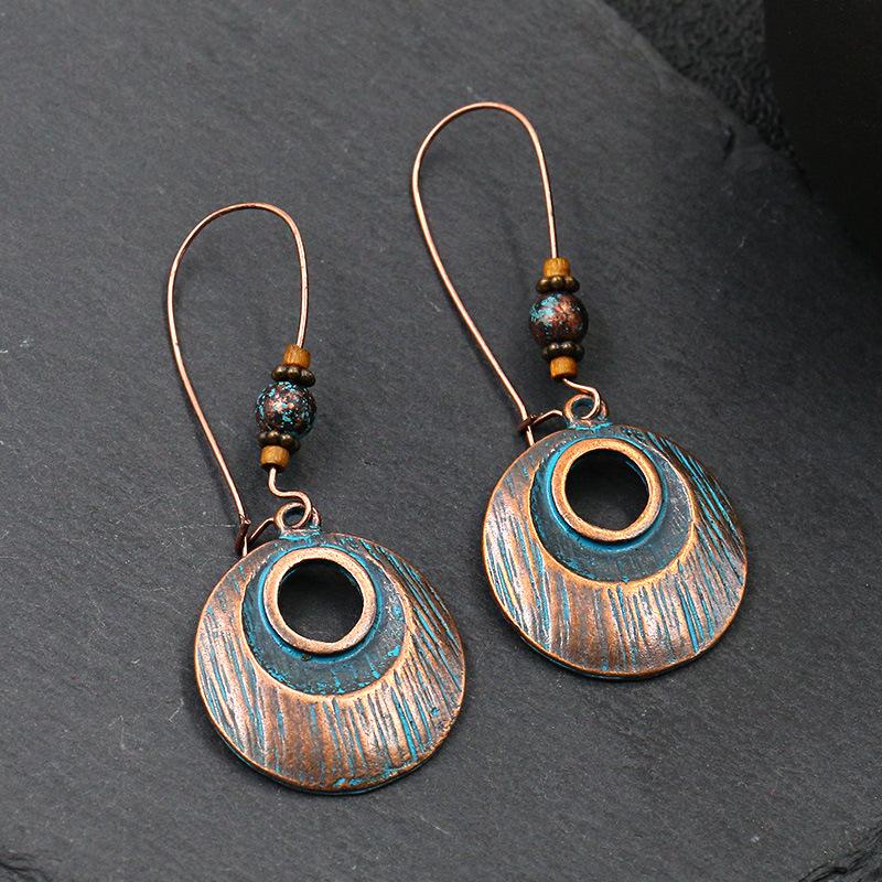 Vintage Bohemian Drop Dangle Earrings for Women Blue Stone Tassel Handmade Zircon Ethnic Boho Geometric Statement Earrings