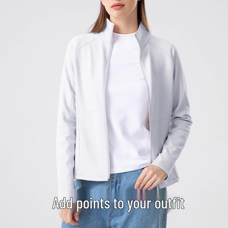 Lulu Women's Sand Wash Softshell Jacket: Brushed, Light Sport Long Sleeve with Stand Collar & Zipper for Autumn/Winter