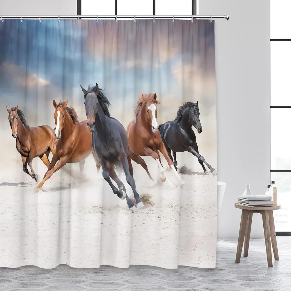 Multi-design Bathroom Curtain With Hooks Easy Install Waterproof Washable For Home Hotel Bathtub Decor