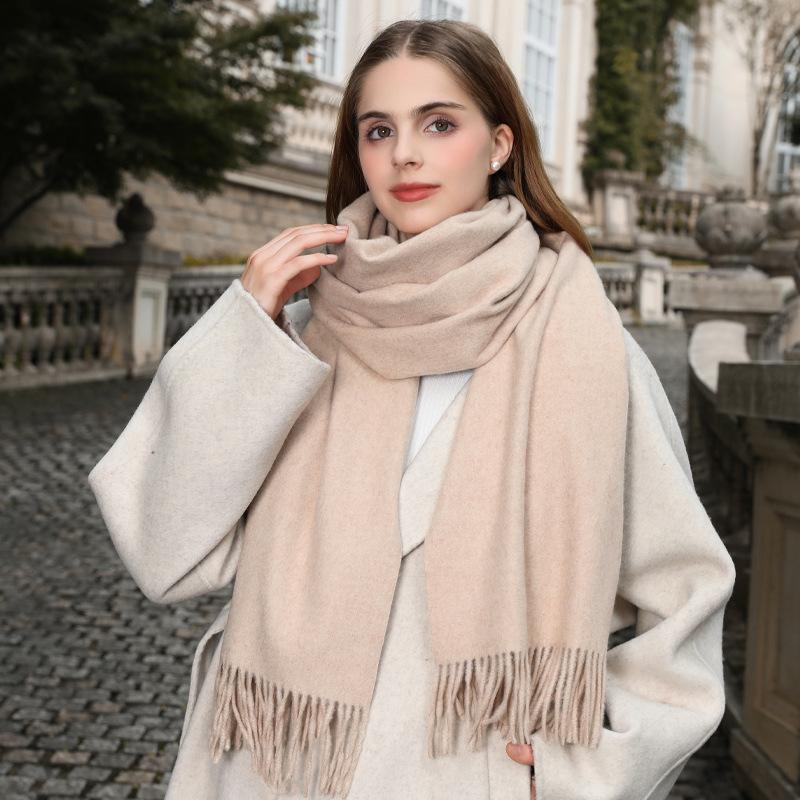 Wool Scarf Autumn and Winter Korean Style Cashmere Scarf Women's Winter New Style Women's Shawl Solid Color Scarf Versatile