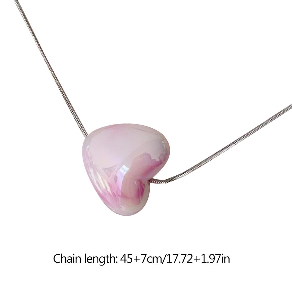 Ins Gradient Color Love Necklace Female Hip Hop Titanium Steel Sweater Chain Cool All-match Clavicle Chain Accessories