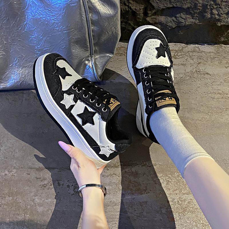 Damen Modische Sneaker Frühling Neu Denim Patchwork Schnürung Vorne Plateau Rutschfest Verschleißfest Flach Einzelne Schuhe