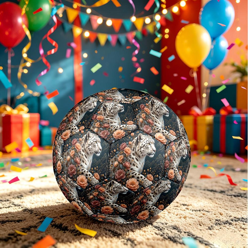 1pc Leopard Flowers Theme Soccer Ball Football, Size 5, Lightweight PVC, Outdoor Training Soccer Ball,Sports Gift t61427