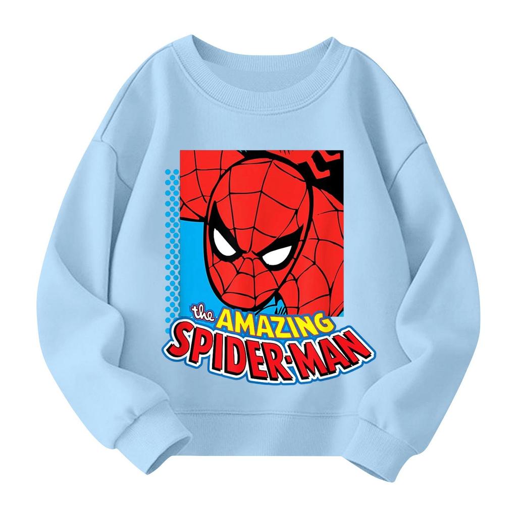 Boys and girls round neck plus velvet pullover printed top sweatshirt